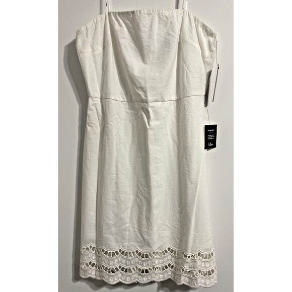 Lulus Dress Women's XL White Sunny Sweetheart Crochet Lace Eyelet Strapless NEW - Picture 3 of 10